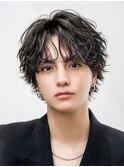 波巻きラウンドマッシュセンターパートシャドウパーマ韓国