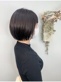 《era》くすみブルー　艶ツヤストレート　丸みボブ　みわ
