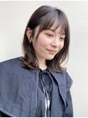 暗髪×ロブ×暖色カラー×ニュアンスカラー