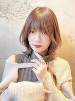 ロンド クラン 岡崎(Lond Clan)&nbsp;韓国顔周り前髪ボブ×大人ガーリーブリーチ無しグレージュ[岡崎]