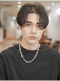 センターパート アップバング 家流れパーマ 韓流ヘア