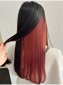黒髪×赤レッドインナーカラー【町田/インナー/暖色】