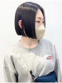 【松戸　石山】黒髪ストレート切りっぱなしボブ前髪無し