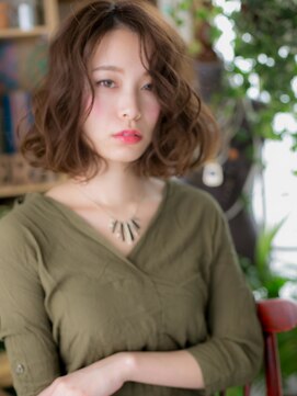 カバーヘア ブリス 志木南口駅前店(COVER HAIR bliss) かきあげ前髪小顔前下がりくせ毛風大人ボブh3志木20代30代40代