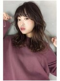 大人かわいいフェザーバング【イルミナカラー】カーキグレージュ