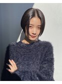前髪あり耳掛け丸みくびれショートボブ20代30代40代50代60代