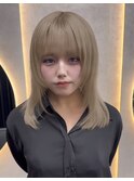 ホワイトグレージュミニウルフチェリーブラウンデジタルパーマ