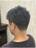 ツーブロ アップバングショート