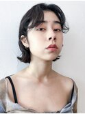 韓国風外ハネミニボブ_カーキグレージュマッシュショート_98005