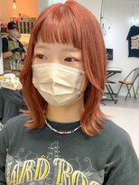 ヒビヲ(HIBIO)&nbsp;ダブルカラーオレンジベージュオレンジカラーケアブリーチボブ