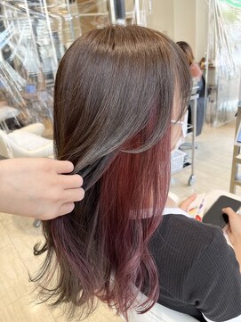 ウィル 都島店(WiLL) 20代30代40代大人可愛いインナーカラー×レッドピンク