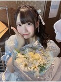 編み込みサイドポニー×ウェーブ巻き＊まゆ