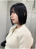 切りっぱなしボブ　ストレートボブ　黒髪ボブ　表参道美容室
