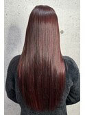 ボルドーカラー/ブリーチなしダブルカラー/髪質改善【梅田】