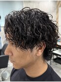縦落ちツイストスパイラルパーマウルフ名古屋栄メンズヘアカット