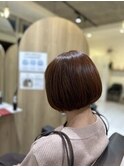シンプルボブ×オレンジベージュ