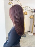 柔らかピンクベージュ20代30代40代レイヤーカットブリーチなし