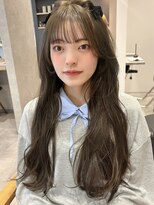 ラミエバイメルト 下北沢(lamie by melt) 20代30代顔周りレイヤーロングダブルカラーオリーブグレージュ