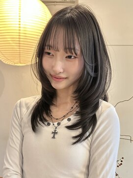 ライン(LINE) 韓国風/レイヤー/前髪カット/オリーブ/透明感/ハッシュカット