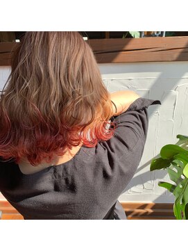 ピースリーヘア バイ カーサ(peathree.hair by CASA) 裾カラー×レッド