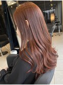 ▲ブリーチなし暖色系カラー韓国風オレンジブラウン髪質改善