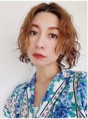 30代40代50代/前下がりショートボブ丸みショート/ことりベージュ
