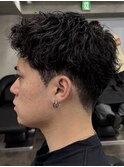 刈り上げアップバングスパイキーショートパーマスパイラルパーマ