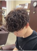 シャドウパーマブラウンカラーメンズカット高松