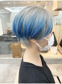 ＊【SUN】グラデーションカラーターコイズショート