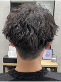 束感メンズショート/メンズツーブロック/コンマヘア/波巻き