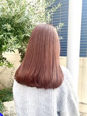 ピンクブラウン/艶髪/髪質改善/オレンジブラウン/ブリーチなし