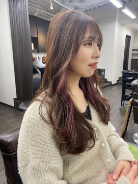 ヘアーサロン アウラ(hair salon aura) 【aura】顔まわりレイヤー/大人韓国ヘア/イヤリングカラー