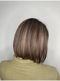 ハイライト　ボブ　切りっぱなしボブ