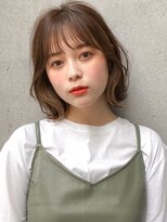 前髪 アンブレラカラー こなれミディ イメチェン ウェーブパーマ