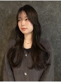 福井くびれヘア韓国レイヤーカットサイドバングシースルー学生