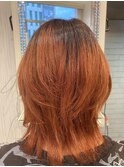 ブリーチなしダブルカラーアプリコットオレンジ