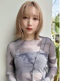 ブロンドベージュ フェイスレイヤーボブ似合わせ小顔t613