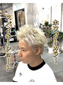 スパイキーショートメンズカットメンズカラーホワイトカラー