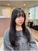 伸ばしかけにオススメ！前髪ぱっつん×顔まわりレイヤーカット