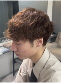 ブラウンカラー波巻きパーマ