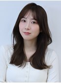 ブリーチなしカラー×韓国風くびれレイヤー/顔まわり