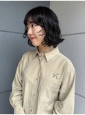 ボブパーマ　レイヤーボブダークグレー　ワンレンボブニュアンス
