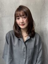 ラベル 渋谷(LAVEL) フレンチバングチョコブラウンフェイスレイヤーミディアムヘア