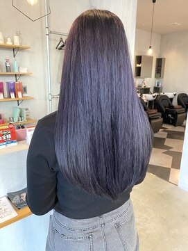 シェル 津山の手店(shel) 20代30代髪質改善トリートメント透明感ロングラベンダーカラー