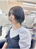 ナチュラルウルフ/ショートウルフ/インナーカラーグリーン