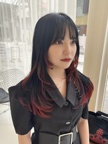 ハイブ 金沢(Hive)&nbsp;レイヤーカット裾カラーワインレッドデザインカラー20代