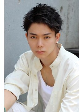 リークフー(Ree cu fuu) スパイキーショートツイストパーマ束感アッシュブラック