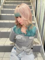 ジオラマ(DIORAMA)&nbsp;ピンクベージュ＆ターコイズブルーデザインカラー