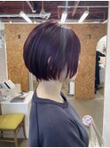 艶髪赤カラー似合わせイメチェンショートボブ