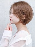 ショートボブ大人ショート丸みショートヘア前髪長め30代40代50代